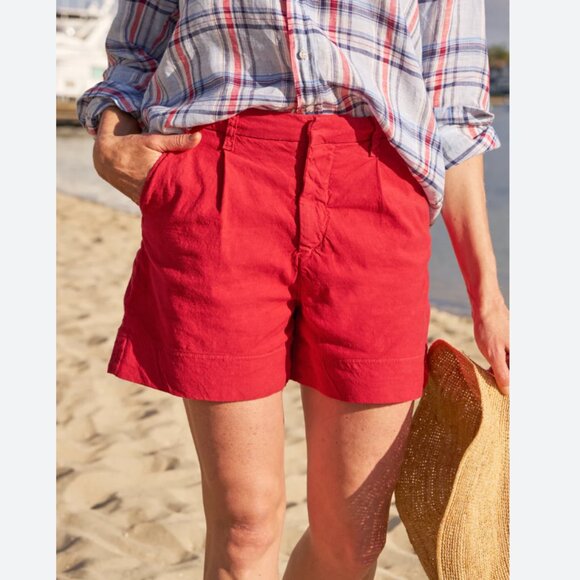 Frank & Eileen Pants - Frank & Eileen WATERFORD Walking Short ITALIAN PERFORMANCE LINEN size: 10 Red